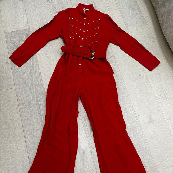 Vintage 1980s La Costa Spa Rhinestone Jumpsuit – Size 8 – Holiday Glam Statement - Picture 2 of 11